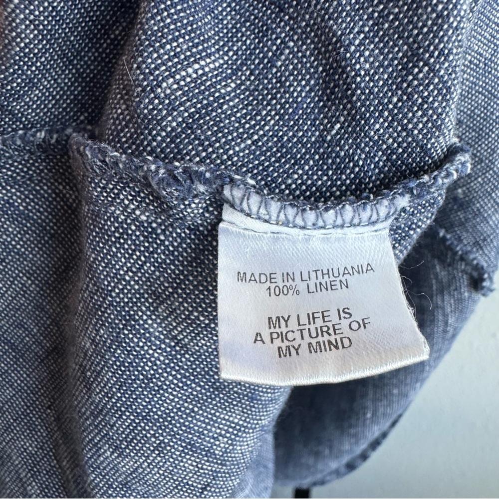 Flax Blue Sleeveless Linen Blend Tank Top - Picture 5 of 6